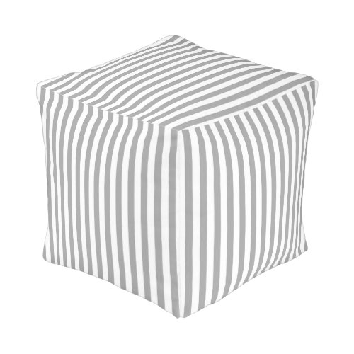 Soft Gray And White Stripes Pattern Pouf