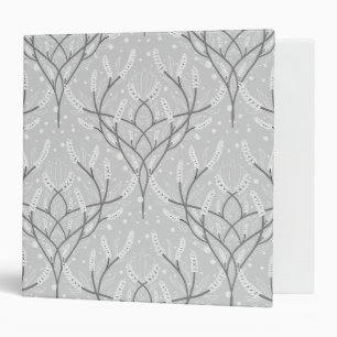 Soft Gray Botanical Vine Pattern 3 Ring Binder