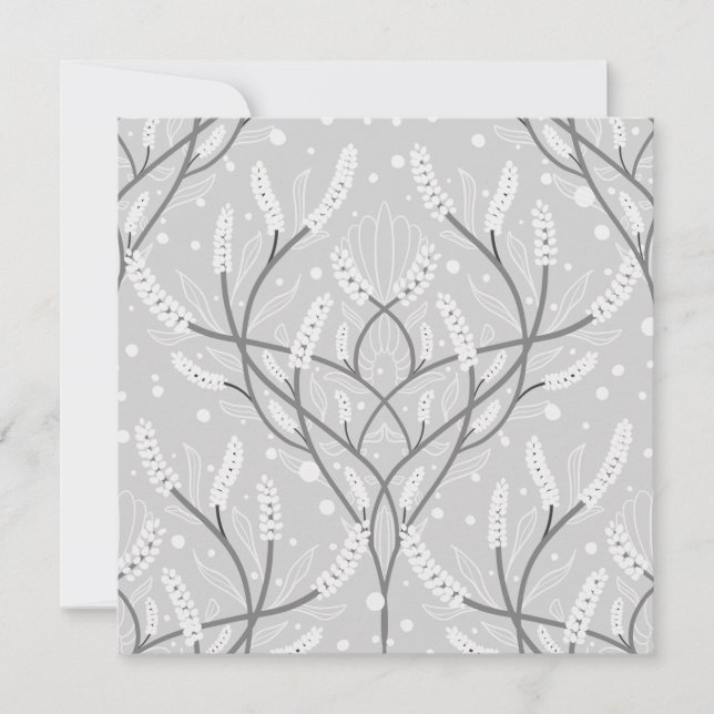 Soft Gray Botanical Vine Pattern Holiday Card (Front)
