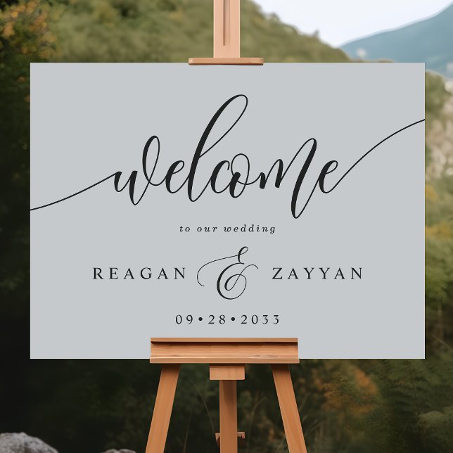 Soft Gray Calligraphy Wedding Welcome Foam Board (Creator Uploaded)