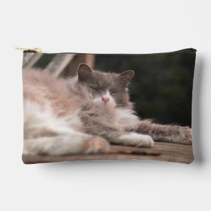 Soft Gray Cat Cosmetic Travel Accessory Bag