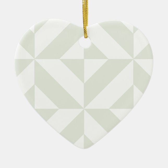 Soft Gray Geometric Art Deco Ceramic Ornament (Front)