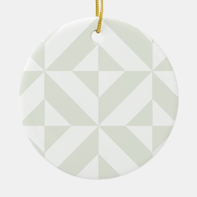 Soft Gray Geometric Art Deco Ceramic Ornament (Front)