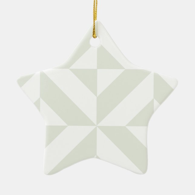 Soft Gray Geometric Art Deco Ceramic Ornament (Front)