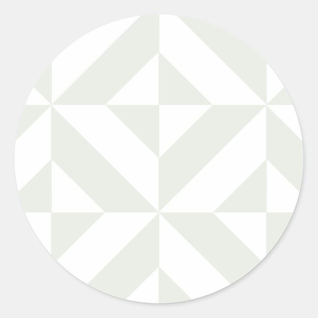 Soft Gray Geometric Art Deco Classic Round Sticker (Front)