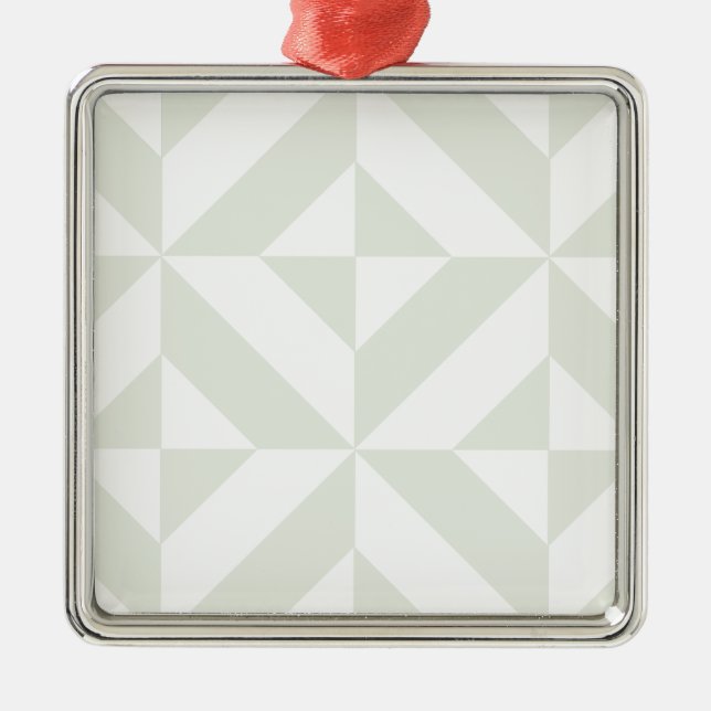 Soft Gray Geometric Art Deco Metal Ornament (Front)