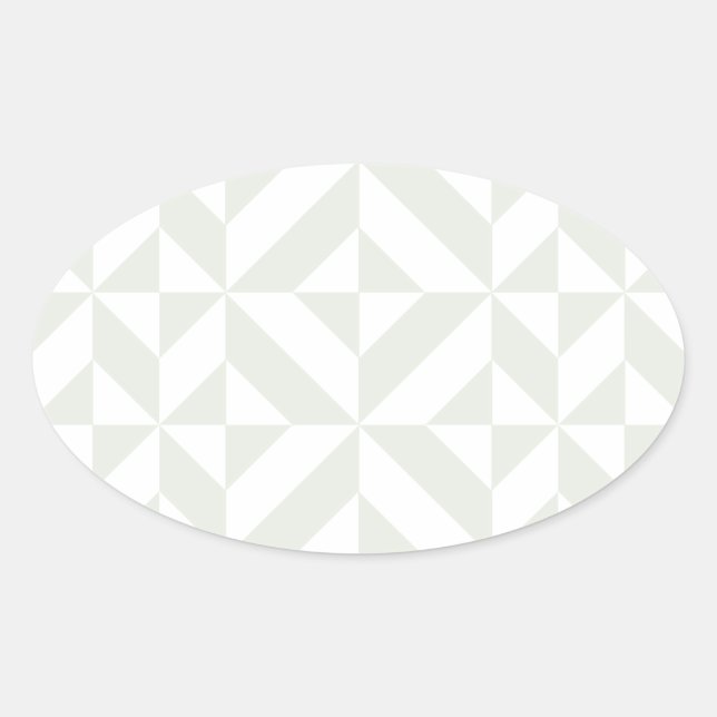 Soft Gray Geometric Art Deco Oval Sticker (Front)