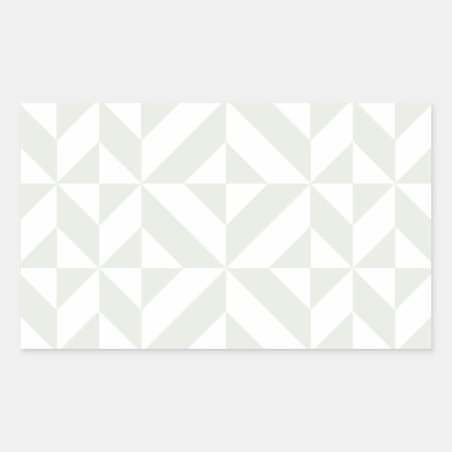 Soft Gray Geometric Art Deco Rectangular Sticker (Front)