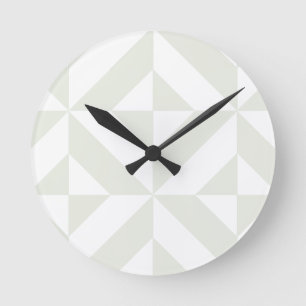 Soft Gray Geometric Art Deco Round Clock