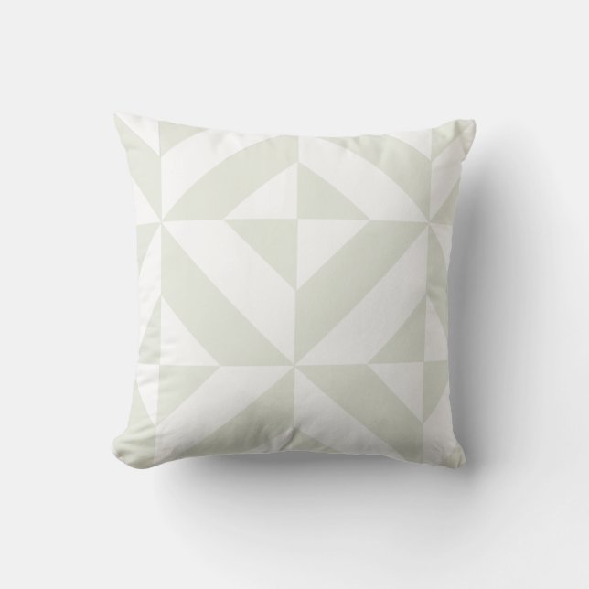 Soft Gray Geometric Art Deco Throw Pillow (Front)