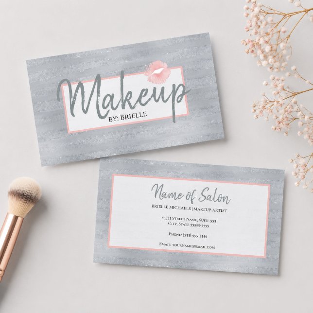 Soft Gray Makeup Artist Business Card (Creator Uploaded)