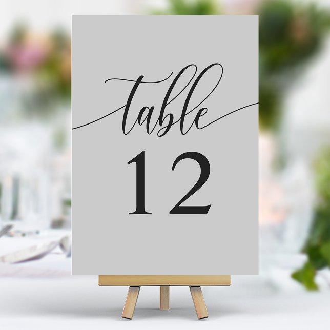 Soft Gray Minimalist Calligraphy Wedding Table Number (Creator Uploaded)