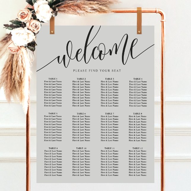 Soft Gray Minimalist Wedding Seating Chart (Creator Uploaded)