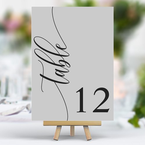 Soft Gray Modern Calligraphy Wedding Table Number