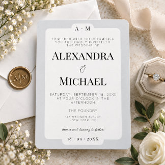 Soft Gray Modern Minimalist Typography Wedding Invitation