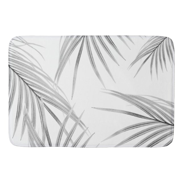 Soft Gray Palm Leaves Dream #1 #tropical #decor  Bath Mat (Front)