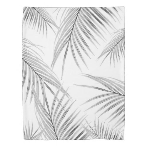 Soft Gray Palm Leaves Dream 1 tropical decor  Duvet Cover