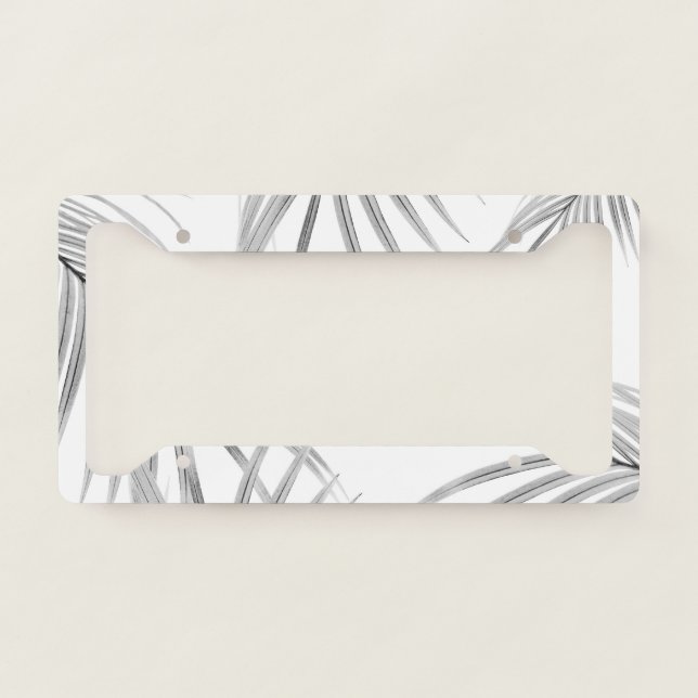 Soft Gray Palm Leaves Dream #1 #tropical #decor  License Plate Frame (Front)