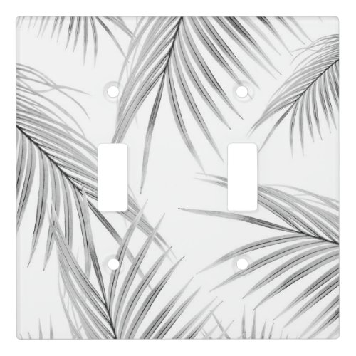Soft Gray Palm Leaves Dream 1 tropical decor  Light Switch Cover