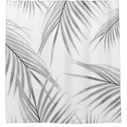 Soft Gray Palm Leaves Dream 1 tropical decor  Shower Curtain