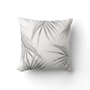 Soft Gray Palm Leaves Dream #1 #tropical #decor  Throw Pillow