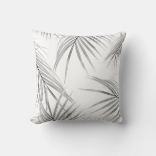 Soft Gray Palm Leaves Dream #1 #tropical #decor Throw Pillow