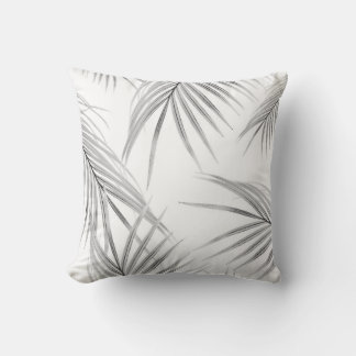 Soft Gray Palm Leaves Dream #1 #tropical #decor  Throw Pillow