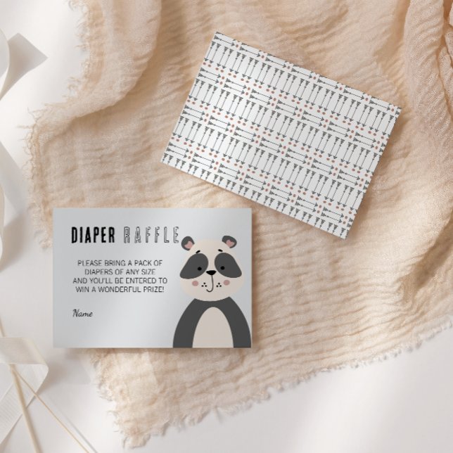 Soft Gray Panda Neutral Baby Raffle Enclosure Card (Creator Uploaded)
