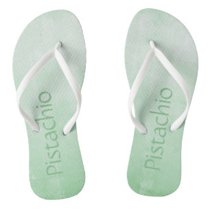 Soft Gray Pistachio ombre abstract Your name Flip Flops
