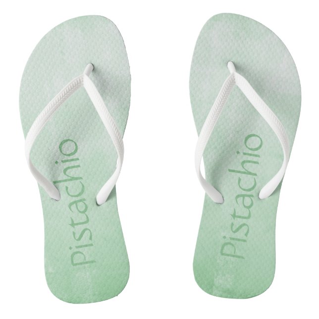 Soft Gray Pistachio ombre abstract Your name Flip Flops (Footbed)