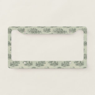 Soft Gray Rustic Farm Toile Countryside License Plate Frame