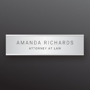 Soft gray satin gradient name and title door sign
