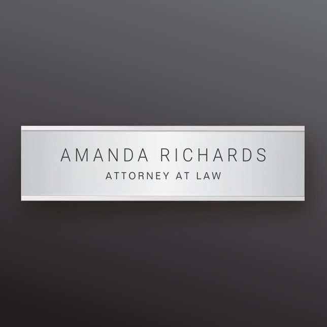 Soft gray satin gradient name and title door sign (Creator Uploaded)
