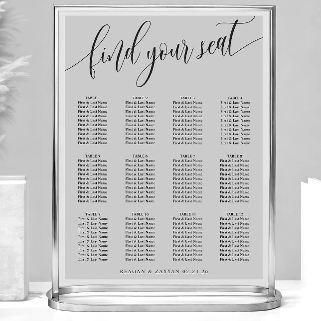 Soft Gray Simple Wedding Seating Chart (Creator Uploaded)
