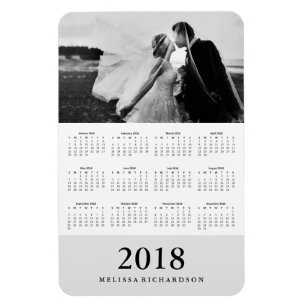 Soft Gray Stripe   Elegant 2018 Photo Calendar Magnet