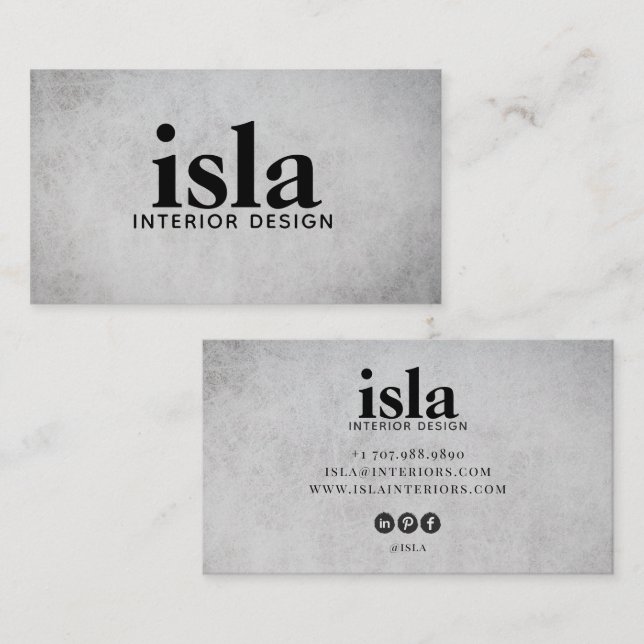 Soft Gray Texture Interior Designer Business Card (Front/Back)