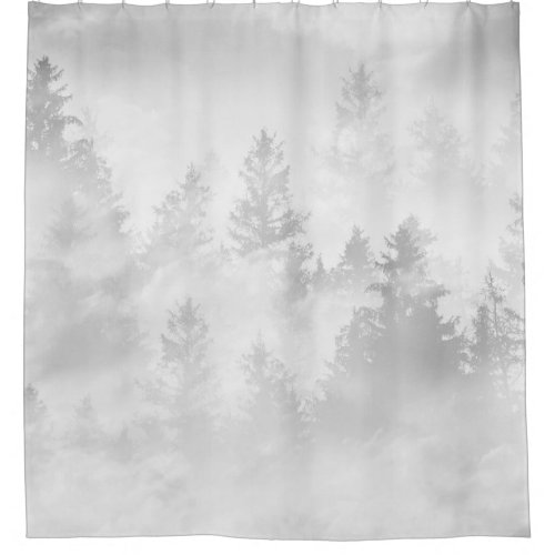 Soft Gray White Forest Dream 1 decor art  Shower Curtain