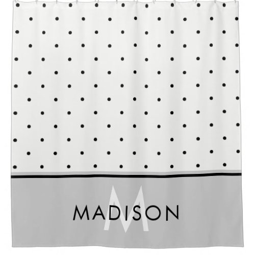 Soft Gray with Black and White Polka Dots Shower Curtain