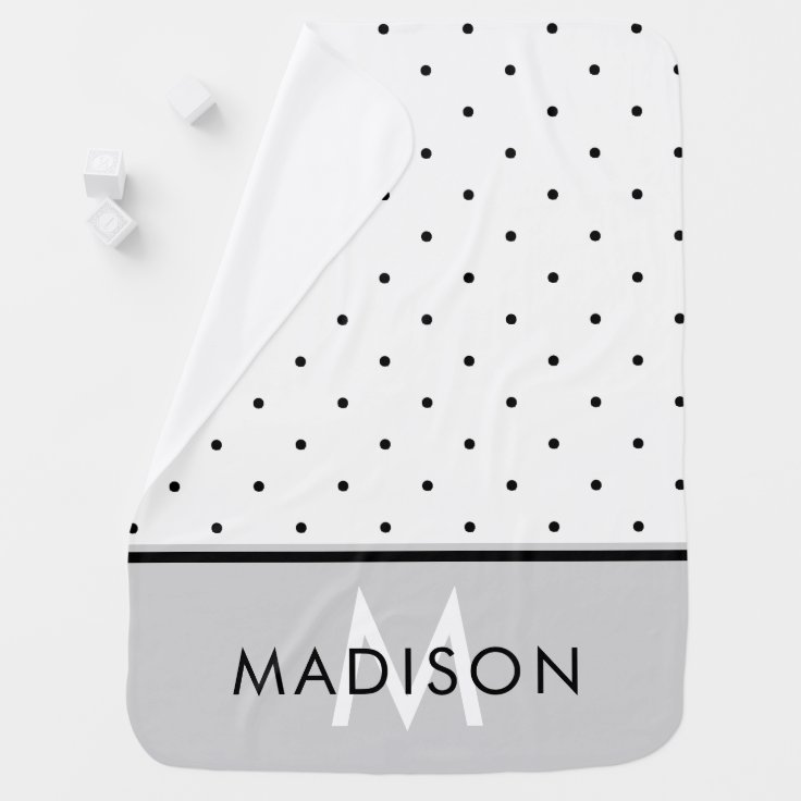Soft Gray with Black and White Polka Dots Swaddle Blanket Zazzle