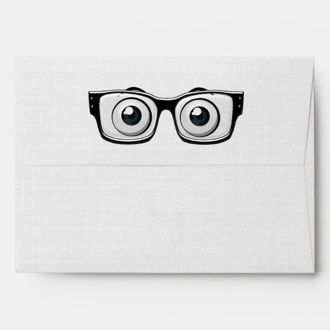 soft gray with eyeballs and glasses envelope (Back (Top Flap))
