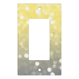 Soft gray yellow sparkly bokeh light switch cover
