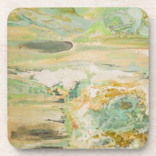 Soft Green Abstract Fine Art Beverage Coaster