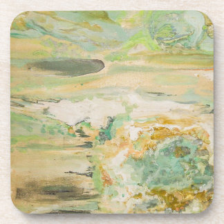 Soft Green Abstract Fine Art Beverage Coaster