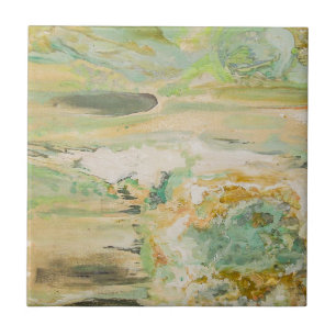 Soft Green Abstract Fine Art Ceramic Tile