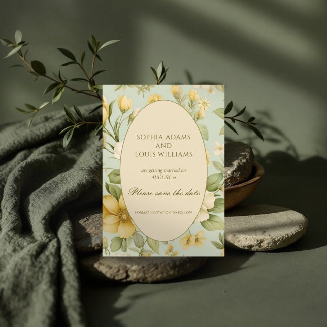 Soft green and beige floral wedding  save the date (Creator Uploaded)