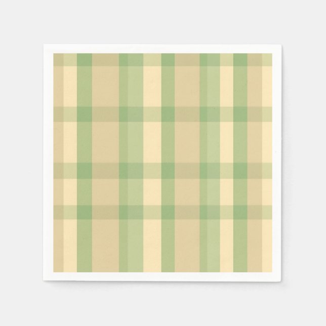 Soft Green and Beige Plaid Pattern  Napkins (Front)