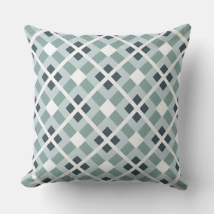 Soft Green and Slate Geometric Pattern Throw Pillow
