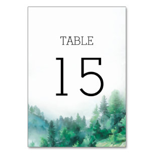 Soft Green and Whiite Ethereal Woodland Wedding Table Number