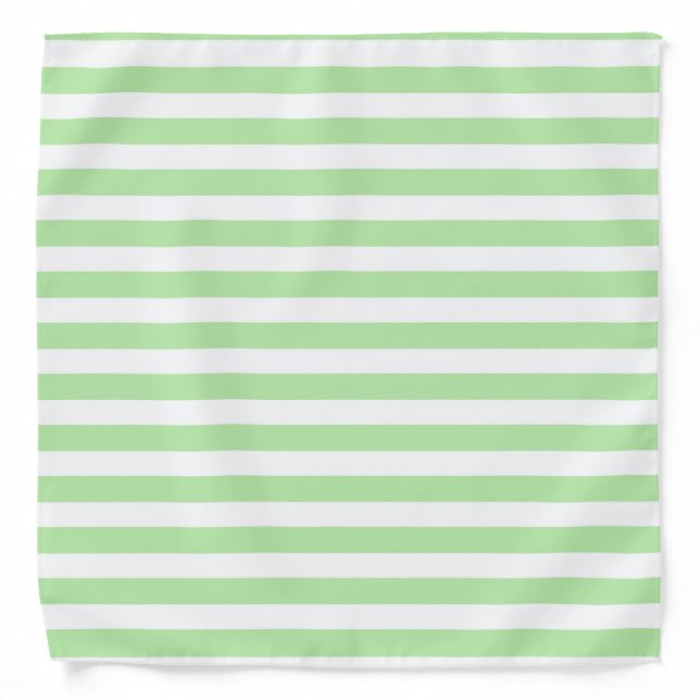 Soft Green and White Stripes Bandana (Front)