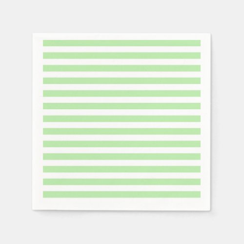 Soft Green and White Stripes Paper Napkins